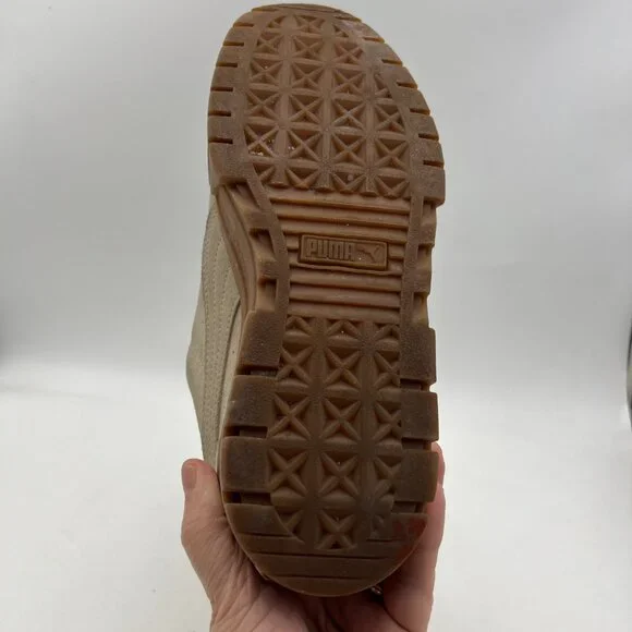 Puma Mayze Platform Beige Brushed Suede Sneakers Size 8.5 - Picture 10 of 12